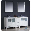 Fresca FVN62-301230WH-UNS Torino 72" White Modern Double Sink Bathroom Vanity with Side Cabinet & Integrated Sinks