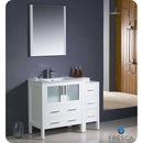 Fresca FVN62-3012WH-UNS Torino 42" White Modern Bathroom Vanity with Side Cabinet & Integrated Sink