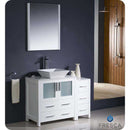 Fresca FVN62-3012WH-VSL Torino 42" White Modern Bathroom Vanity with Side Cabinet & Vessel Sink