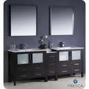 Fresca FVN62-361236ES-UNS Torino 84" Espresso Modern Double Sink Bathroom Vanity with Side Cabinet & Integrated Sinks