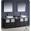 Fresca FVN62-361236ES-VSL Torino 84" Espresso Modern Double Sink Bathroom Vanity with Side Cabinet & Vessel Sinks