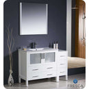 Fresca FVN62-3612WH-UNS Torino 48" White Modern Bathroom Vanity with Side Cabinet & Integrated Sink
