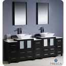 Fresca FVN62-72ES-VSL Torino 84" Espresso Modern Double Sink Bathroom Vanity with 3 Side Cabinets & Vessel Sinks