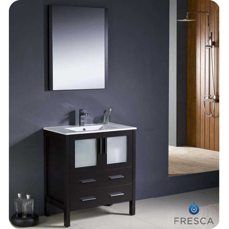 Fresca FVN6230ES-UNS Torino 30" Espresso Modern Bathroom Vanity with Integrated Sink