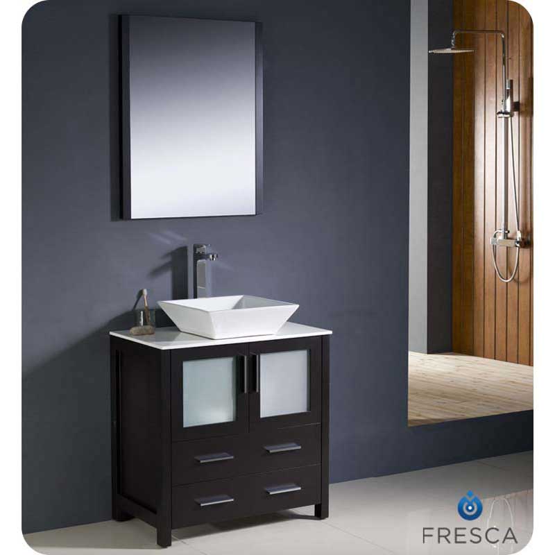Fresca FVN6230ES-VSL Torino 30" Espresso Modern Bathroom Vanity with Vessel Sink