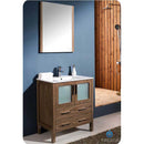 Fresca FVN6230WB-UNS Torino 30" Walnut Brown Modern Bathroom Vanity with Integrated Sink