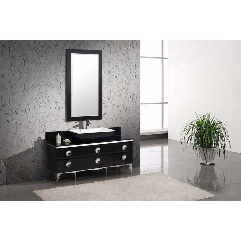 Fresca FVN7716BL Moselle 59" Modern Glass Bathroom Vanity with Mirror