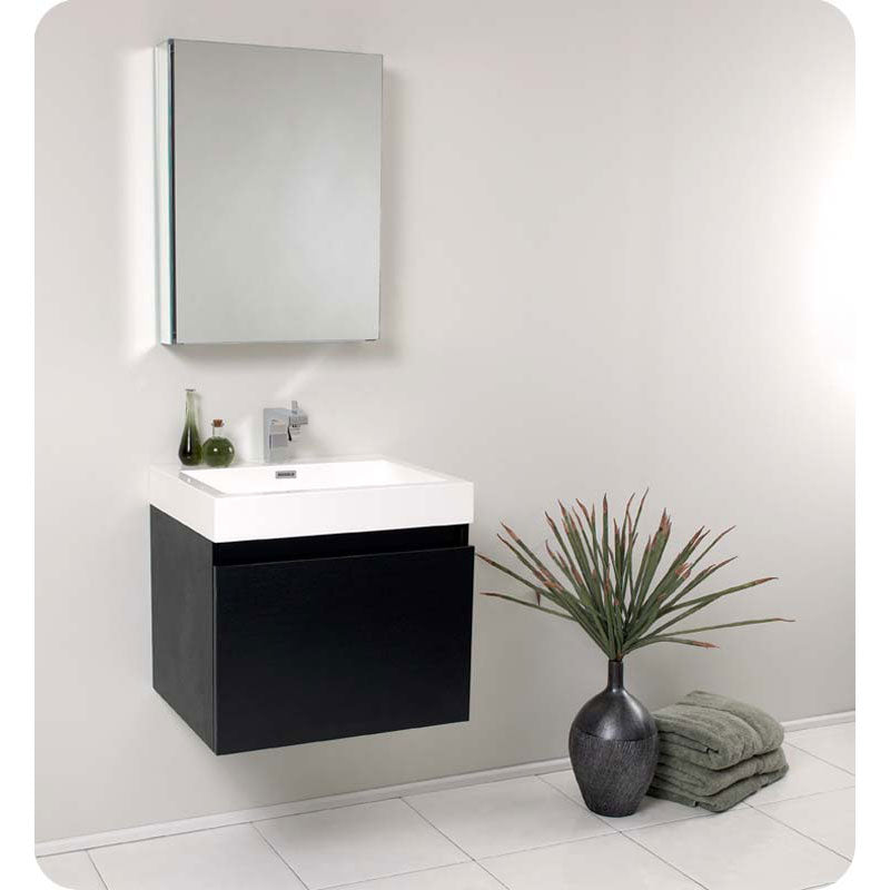 Fresca FVN8006BW Nano Black Modern Bathroom Vanity with Medicine Cabinet
