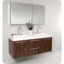 Fresca FVN8013GW Opulento Walnut Modern Double Sink Bathroom Vanity with Medicine Cabinet