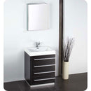 Fresca FVN8024BW Livello 24" Black Modern Bathroom Vanity with Medicine Cabinet