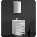 Fresca FVN8024WH Livello 24" White Modern Bathroom Vanity with Medicine Cabinet