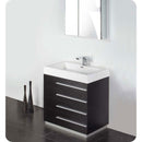 Fresca FVN8030BW Livello 30" Black Modern Bathroom Vanity with Medicine Cabinet