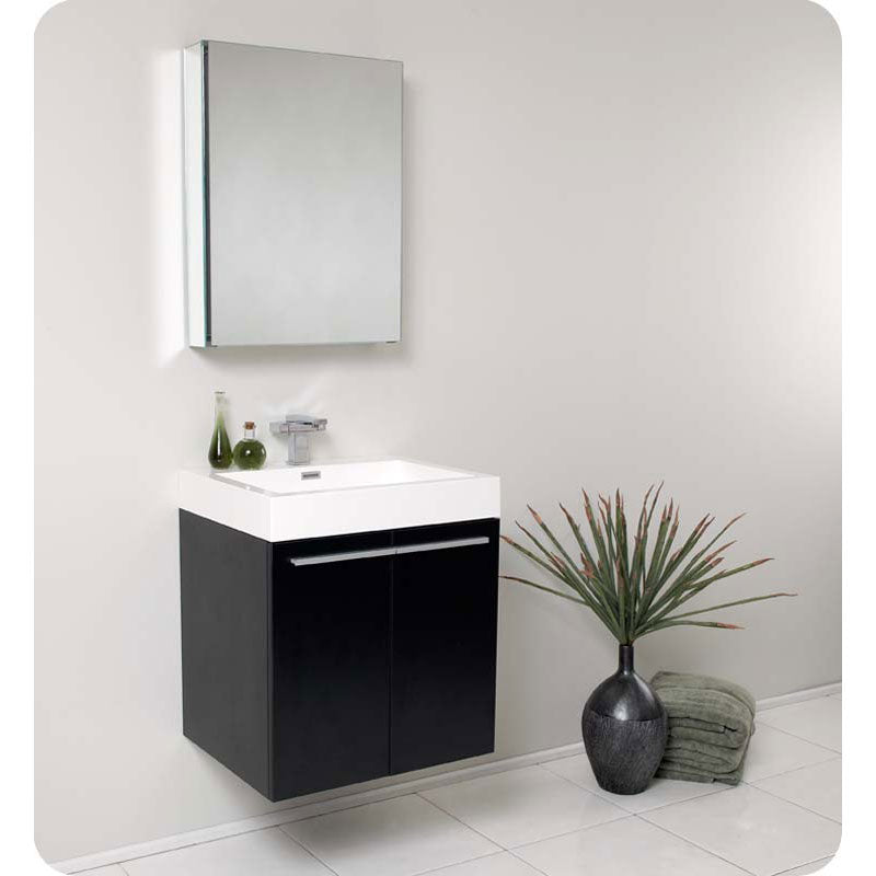 Fresca FVN8058BW Alto Black Modern Bathroom Vanity with Medicine Cabinet