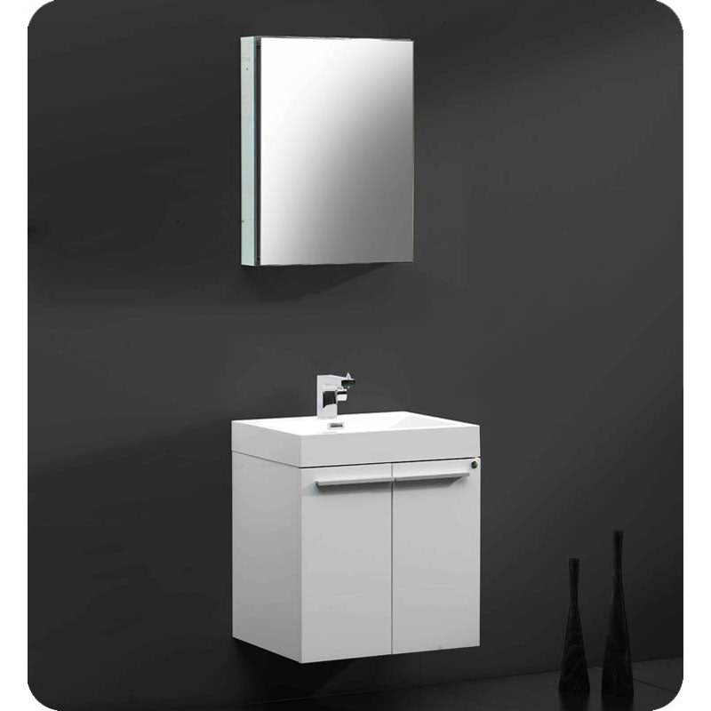 Fresca FVN8058WH Alto White Modern Bathroom Vanity with Medicine Cabinet