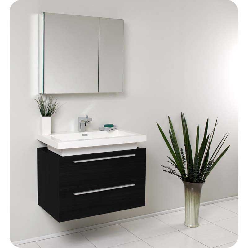 Fresca FVN8080BW Medio Black Modern Bathroom Vanity with Medicine Cabinet