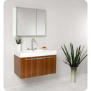 Fresca FVN8090TK Vista Teak Modern Bathroom Vanity with Medicine Cabinet