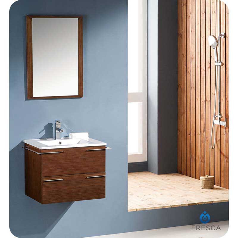 Fresca FVN8114WG Cielo 24" Wenge Brown Modern Bathroom Vanity with Mirror