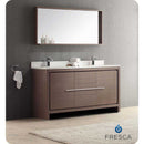 Fresca FVN8119GO Allier 60" Gray Oak Modern Double Sink Bathroom Vanity with Mirror
