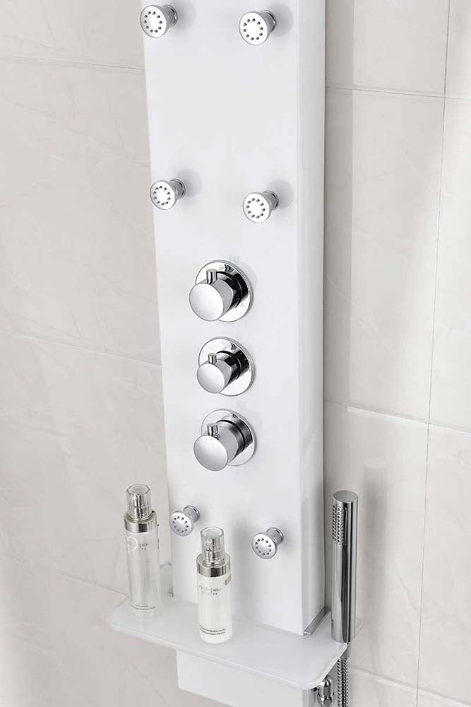 Anzzi Panther 60 in. 6-Jetted Full Body Shower Panel with Heavy Rain Shower and Spray Wand in White SP-AZ8088 18