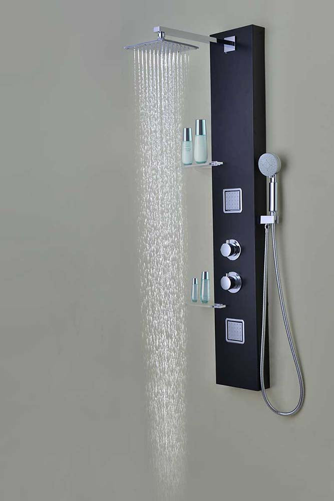 Anzzi Ronin 52 in. 2-Jetted Full Body Shower Panel with Heavy Rain Shower and Spray Wand in Black SP-AZ025 10