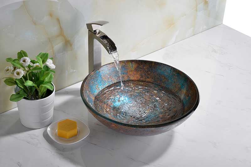 Anzzi Tara Series Deco-Glass Vessel Sink in Emerald Burst LS-AZ8374 3