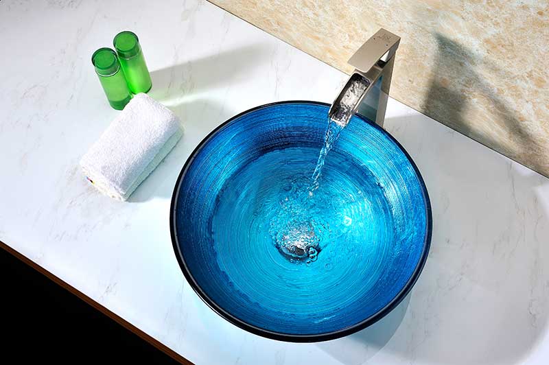 Anzzi Taba Series Deco-Glass Vessel Sink in Lustrous Blue LS-AZ8099 2