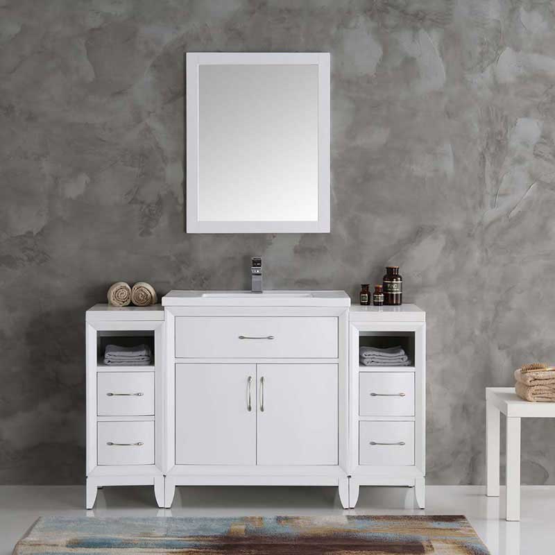 Fresca Cambridge 54" White Traditional Bathroom Vanity with Mirror 3