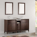Fresca Cambridge 60" Antique Coffee Double Sink Traditional Bathroom Vanity with Mirrors 2