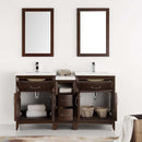 Fresca Cambridge 60" Antique Coffee Double Sink Traditional Bathroom Vanity with Mirrors 4