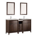 Fresca Cambridge 60" Antique Coffee Double Sink Traditional Bathroom Vanity with Mirrors