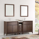 Fresca Cambridge 72" Antique Coffee Double Sink Traditional Bathroom Vanity with Mirrors 2