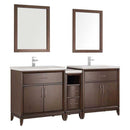 Fresca Cambridge 72" Antique Coffee Double Sink Traditional Bathroom Vanity with Mirrors