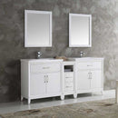 Fresca Cambridge 72" White Double Sink Traditional Bathroom Vanity with Mirrors 2