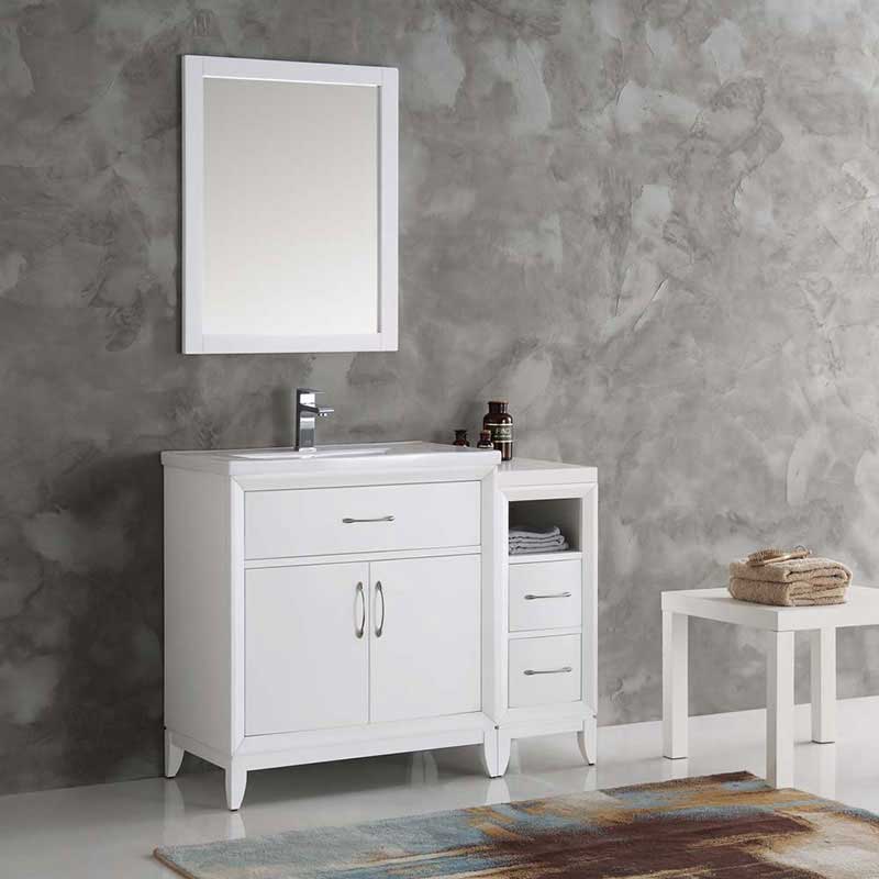 Fresca Cambridge 42" White Traditional Bathroom Vanity with Mirror 2