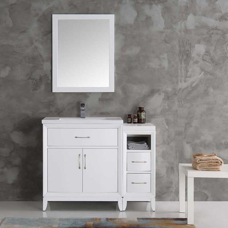 Fresca Cambridge 42" White Traditional Bathroom Vanity with Mirror 3