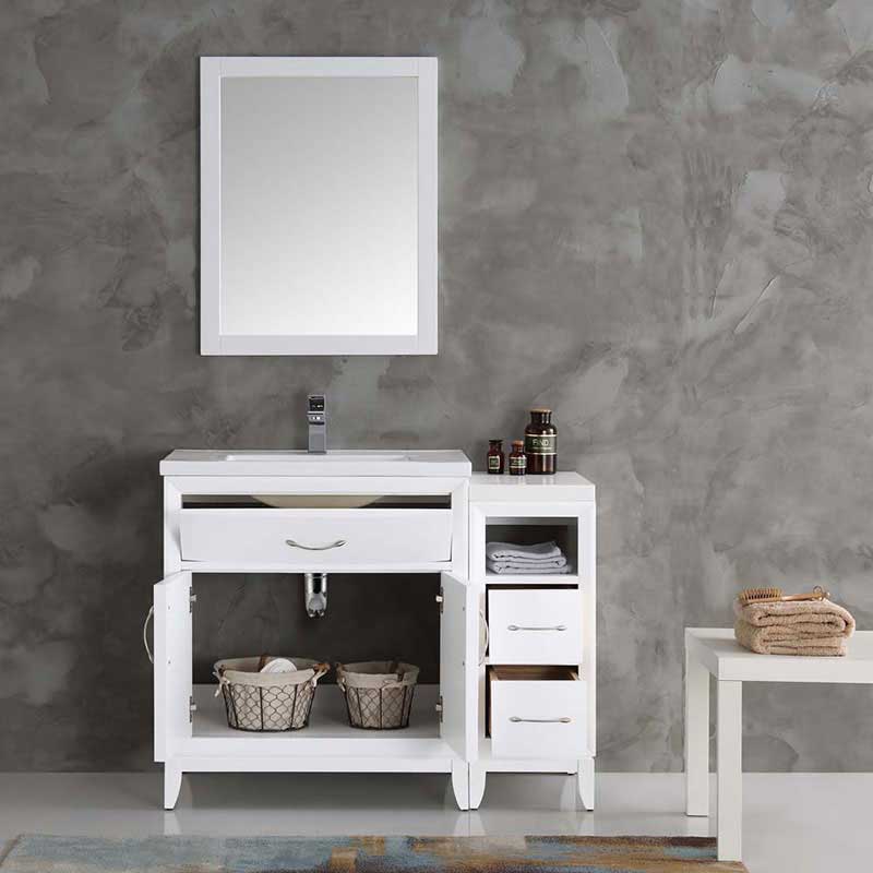 Fresca Cambridge 42" White Traditional Bathroom Vanity with Mirror 4