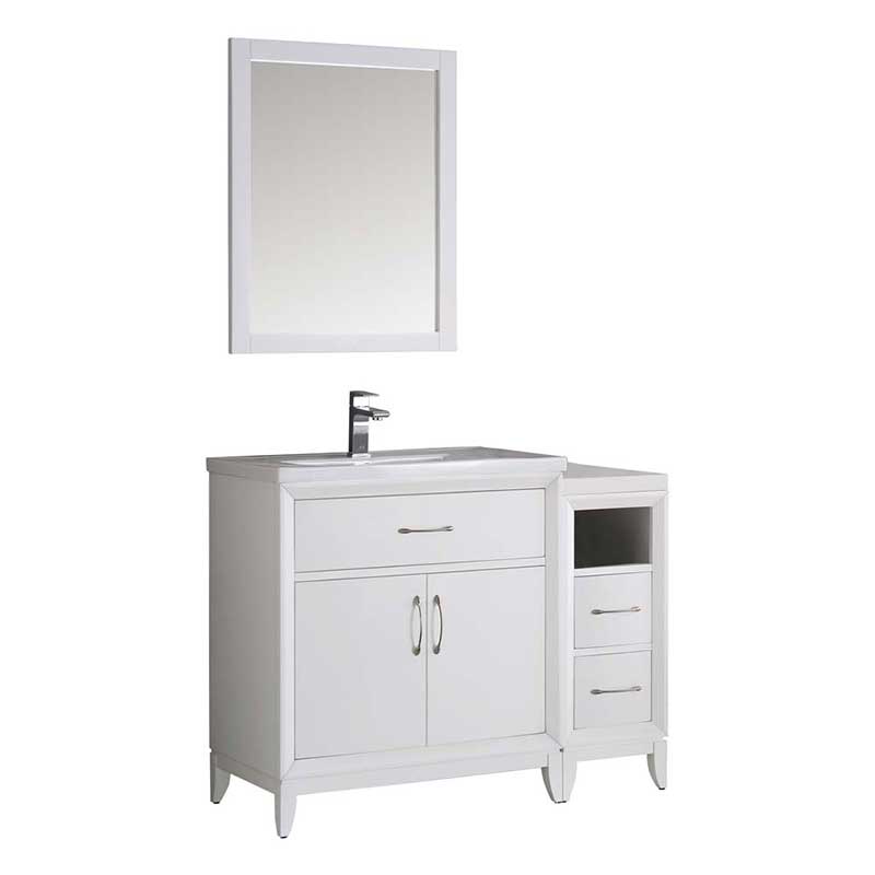 Fresca Cambridge 42" White Traditional Bathroom Vanity with Mirror