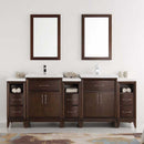 Fresca Cambridge 84" Antique Coffee Double Sink Traditional Bathroom Vanity with Mirrors 3