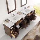 Fresca Cambridge 84" Antique Coffee Double Sink Traditional Bathroom Vanity with Mirrors 5