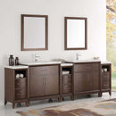 Fresca Cambridge 96" Antique Coffee Double Sink Traditional Bathroom Vanity with Mirrors 2