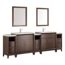 Fresca Cambridge 96" Antique Coffee Double Sink Traditional Bathroom Vanity with Mirrors