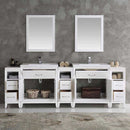 Fresca Cambridge 96" White Double Sink Traditional Bathroom Vanity with Mirrors 4