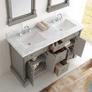 Fresca Kingston 60" Antique Silver Double Sink Traditional Bathroom Vanity with Mirrors 5