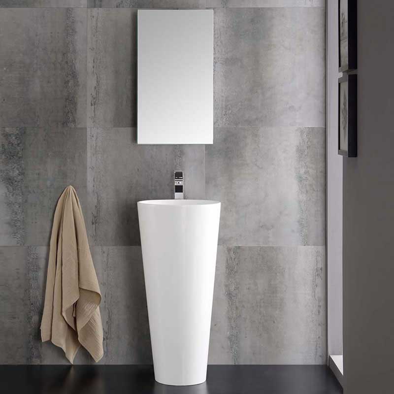 Fresca Messina 16" White Pedestal Sink w Medicine Cabinet - Modern Bathroom Vanity 3