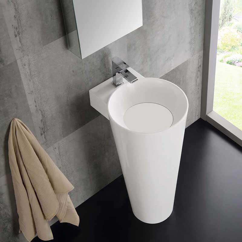 Fresca Messina 16" White Pedestal Sink w Medicine Cabinet - Modern Bathroom Vanity 5