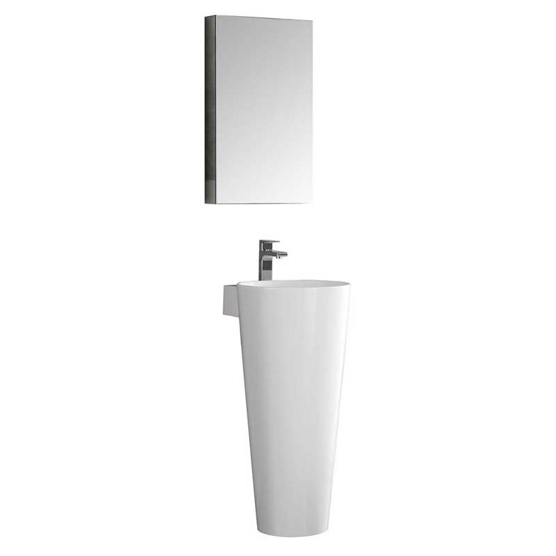 Fresca Messina 16" White Pedestal Sink w Medicine Cabinet - Modern Bathroom Vanity