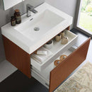 Fresca Mezzo 30" Teak Wall Hung Modern Bathroom Vanity with Medicine Cabinet 6