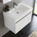 Fresca Mezzo 30" White Wall Hung Modern Bathroom Vanity with Medicine Cabinet 5