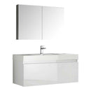 Fresca Mezzo 48" White Wall Hung Modern Bathroom Vanity with Medicine Cabinet