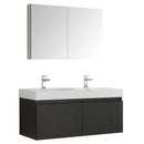 Fresca Mezzo 48" Black Wall Hung Double Sink Modern Bathroom Vanity with Medicine Cabinet